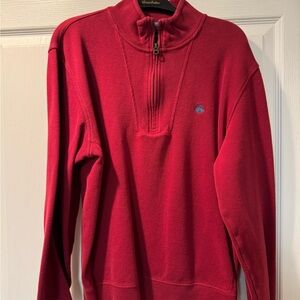 Men's Deep Red Brooks Brothers  Half-Zip Sweater